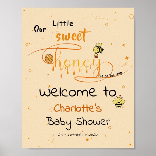 Our Little Sweet Honey Is On The Way Baby Shower ポスター (正面)