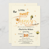 Our Little Sweet Honey Is On The Way Baby Shower 招待状 (正面/裏面)