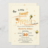 Our Little Sweet Honey Is On The Way Baby Shower 招待状 (正面/裏面)