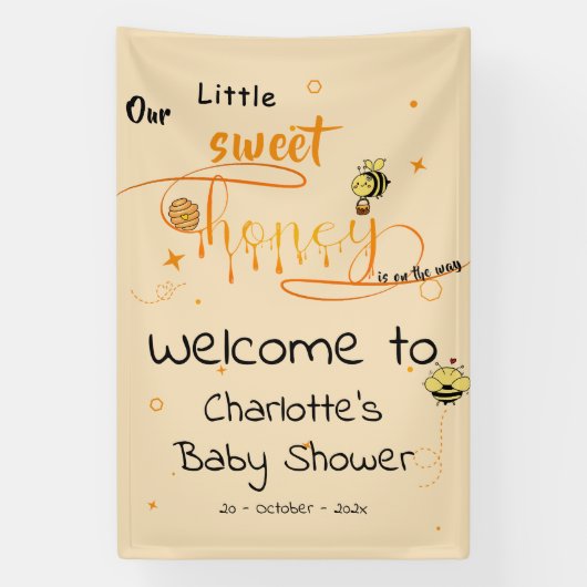 Our Little Sweet Honey Is On The Way Baby Shower 横断幕 (縦)