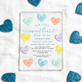 Our Little Sweetheart Candy Hearts Baby Shower アクリル招待状