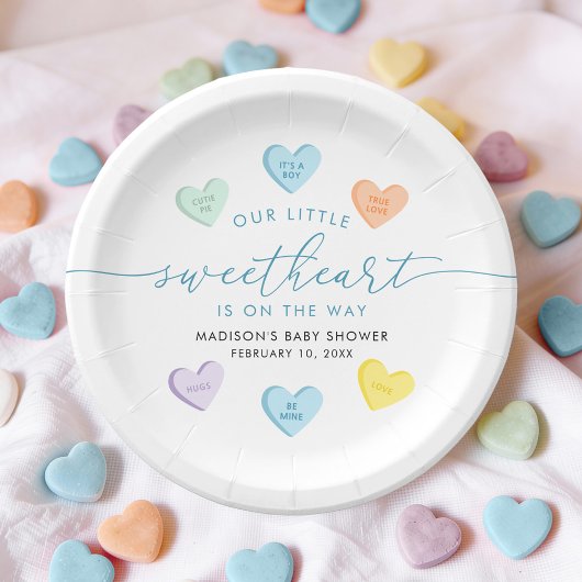 Our Little Sweetheart Candy Hearts Baby Shower ペーパープレート