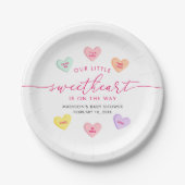 Our Little Sweetheart Candy Hearts Baby Shower ペーパープレート (正面)