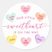 Our Little Sweetheart Candy Hearts Baby Shower ラウンドシール (正面)