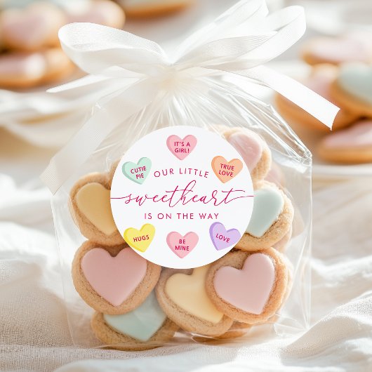 Our Little Sweetheart Candy Hearts Baby Shower ラウンドシール