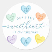 Our Little Sweetheart Candy Hearts Baby Shower ラウンドシール (正面)