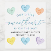 Our Little Sweetheart Candy Hearts Baby Shower ワインラベル (シングルラベル)