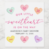 Our Little Sweetheart Candy Hearts Baby Shower ワインラベル (シングルラベル)