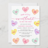 Our Little Sweetheart Candy Hearts Baby Shower 招待状 (正面)