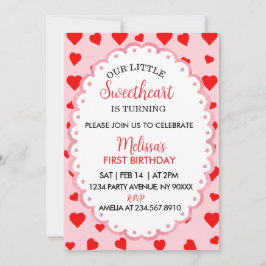Our Little Sweetheart First Birthday Invitation. 招待状
