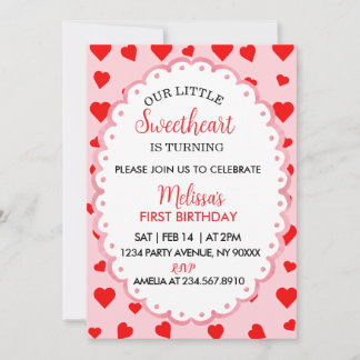 Our Little Sweetheart First Birthday Invitation. 招待状