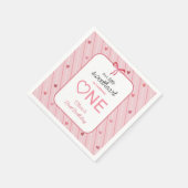 Our Little Sweetheart Is One Hearts Bows Birthday スタンダードカクテルナプキン (角)
