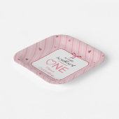 Our Little Sweetheart Is One Hearts Bows Birthday ペーパープレート (傾斜あり)