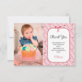 Our Little Sweetheart Is One Photo Birthday サンキューカード (正面)