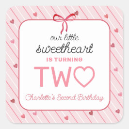 Our Little Sweetheart Is Two Hearts Birthday スクエアシール