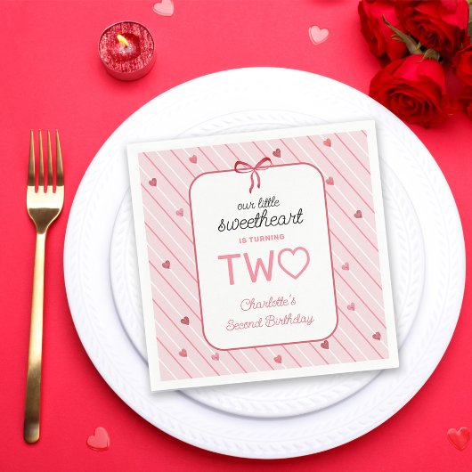 Our Little Sweetheart Is Two Hearts Birthday スタンダードカクテルナプキン