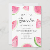 Our Little Sweetie Pink Watermelon Birthday Party 招待状 (正面)