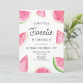 Our Little Sweetie Pink Watermelon Birthday Party 招待状 (スタンド正面)
