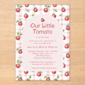 Our Little Tomato Baby Shower Invitation Pink アクリル招待状 (正面)