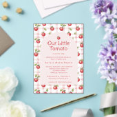 Our Little Tomato Baby Shower Invitation Pink アクリル招待状 (インサイチュ (ウェディング))