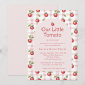Our Little Tomato Baby Shower Invitation Pink 招待状 (正面/裏面)