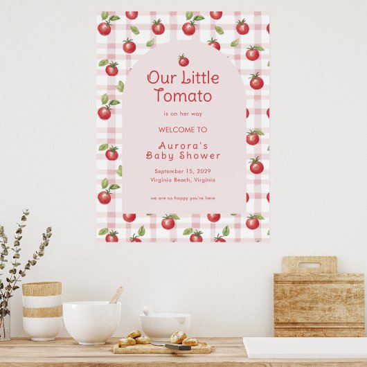 Our Little Tomato Baby Shower Welcome Poster  ポスター (キッチン)