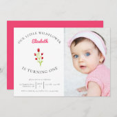 Our Little Wildflower 1st Birthdayフローラ写真 招待状 (正面/裏面)