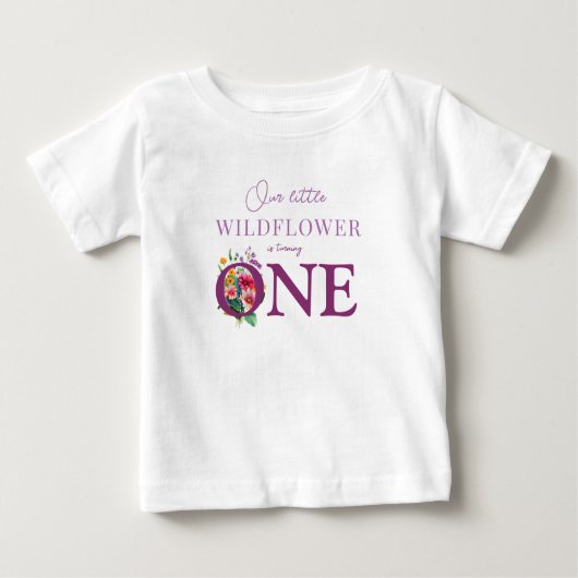 Our Little Wildflower 1st Birthday 花柄 ベビーTシャツ (正面)