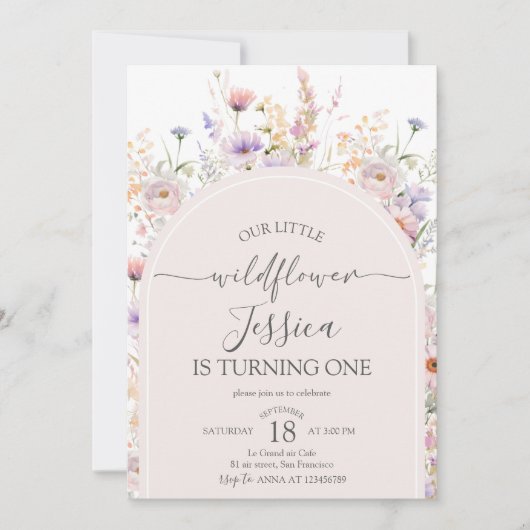 Our Little Wildflower 1st Birthday Invite 招待状 (正面)