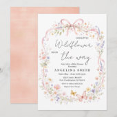 Our Little Wildflower Butterfly Baby Shower  招待状 (正面/裏面)