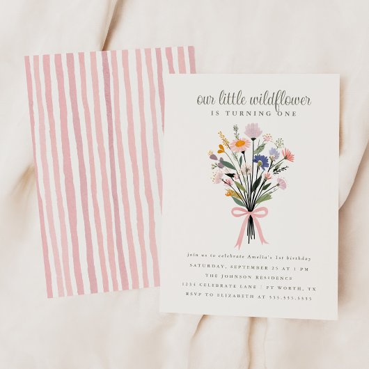 Our Little Wildflower First Birthday Party 招待状