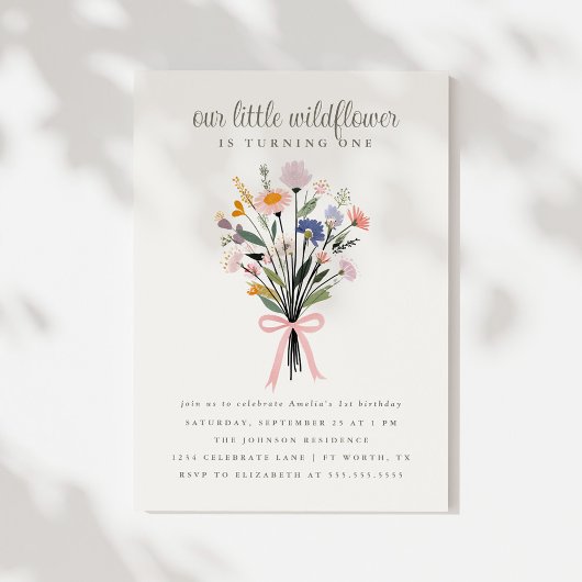 Our Little Wildflower First Birthday Party 招待状