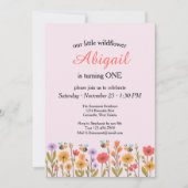 Our Little Wildflower Floral Bee 1st Birthday 招待状 (正面)