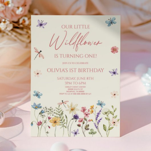 Our Little Wildflower Wild Flower Birthday Party 招待状