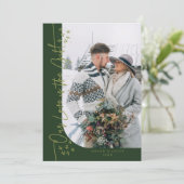 Our Love Gift Christmas Newlywedフォトグリーン シーズンカード (スタンド正面)