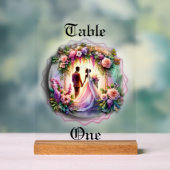 Our Love Reaches The Moon Wedding Table Number アクリルサイン (ニュートラル)