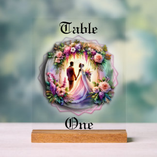 Our Love Reaches The Moon Wedding Table Number アクリルサイン