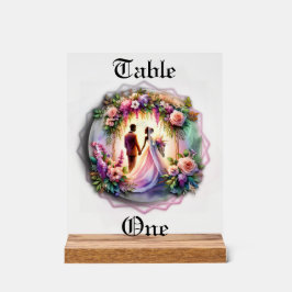 Our Love Reaches The Moon Wedding Table Number アクリルサイン