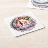 Our Love Shines As Bright As The Moon Wedding スクエアペーパーコースター (アングル)