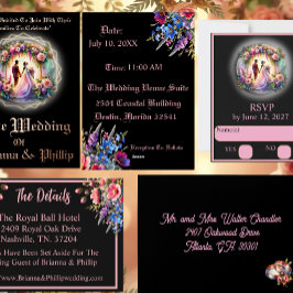 Our Love Shines Brighter Than The Moon Wedding 箔招待状