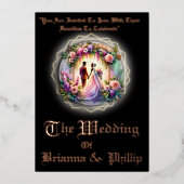 Our Love Shines Brighter Than The Moon Wedding 箔招待状 (正面)