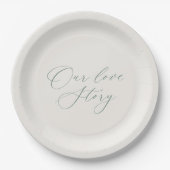 Our Love Story Sage Green Wedding Plates ペーパープレート (正面)