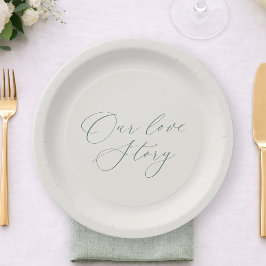 Our Love Story Sage Green Wedding Plates ペーパープレート
