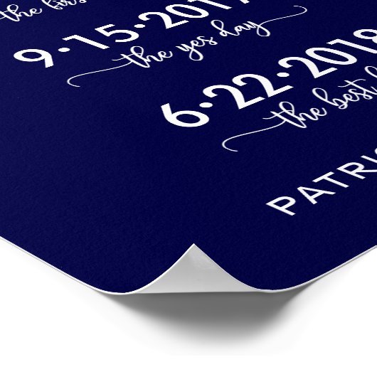 Our Love Story Special Dates Timeline Wedding Sign ポスター (角)