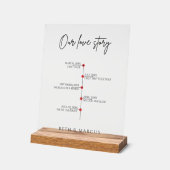 Our Love Story Special Dates Timeline With Wood アクリルサイン (傾斜)