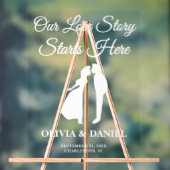 Our Love Story Starts Here Wedding Welcome アクリルサイン (ニュートラル)