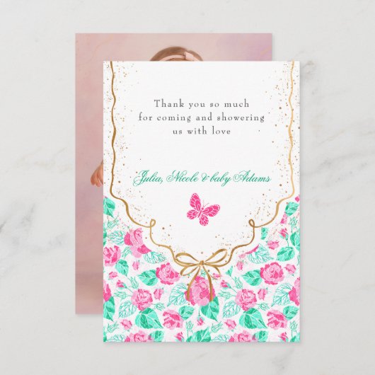 Our Lovely One Baby Shower サンキューカード (正面/裏面)