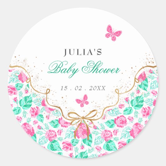 Our Lovely One Baby Shower ラウンドシール (正面)