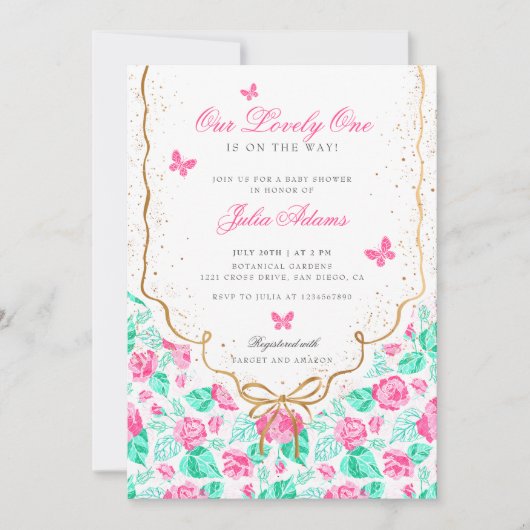 Our Lovely One Baby Shower 招待状 (正面)