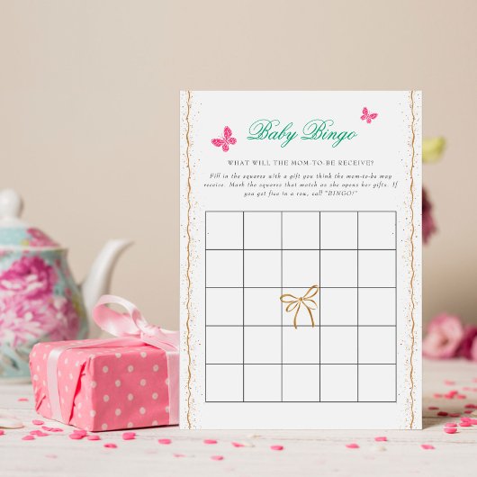Our Lovely One Baby Shower Bingo Game 招待状